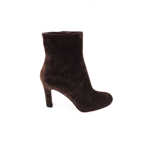 Christian Louboutin Miss Tack 85 Coffeee Brown Suede Heeled Ankle Boots EU 37 - Picture 2 of 10
